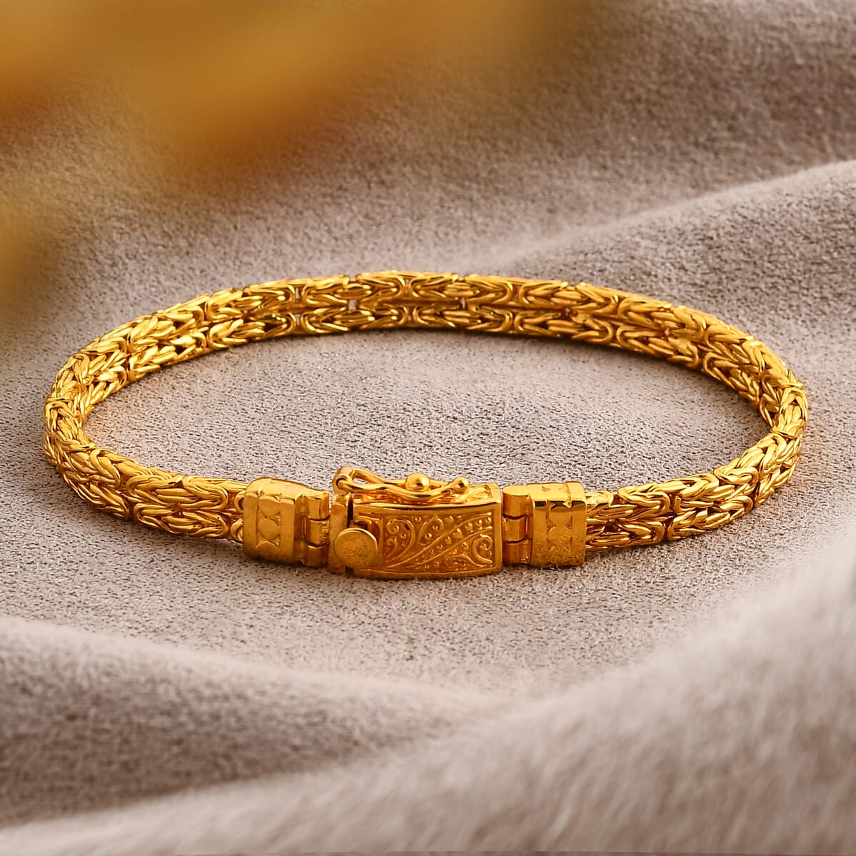 Bali Legacy 22K Vermeil Yellow Gold Over Sterling Silver Borobudur 2 Row Bracelet (7.25 In) 20.26 Grams image number 1