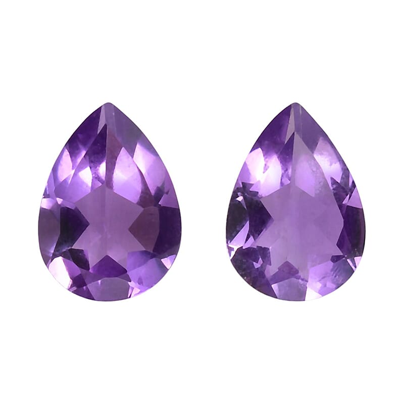 Bolivian Amethyst Set of 2 (Pear 7x5 mm) 1.15 ctw Loose Gemstone