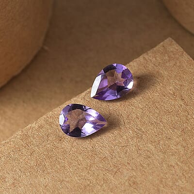Bolivian Amethyst Set of 2 (Pear 7x5 mm) 1.15 ctw Loose Gemstone