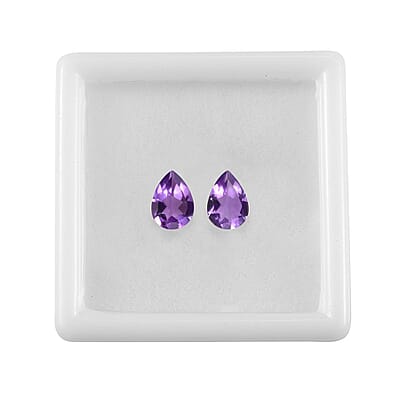 Bolivian Amethyst Set of 2 (Pear 7x5 mm) 1.15 ctw Loose Gemstone