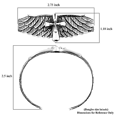 Bali Legacy Sterling Silver Eagle Wings and Cross Cuff Bracelet (7.25 In) 25 Grams