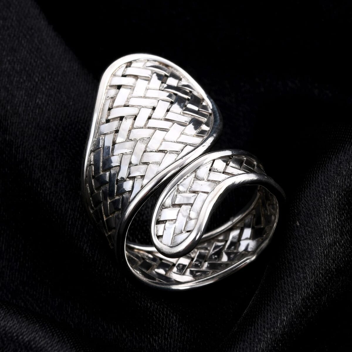 Bali Legacy Sterling Silver Woven Bypass Ring (Size 10.0) 5.69 Grams image number 1