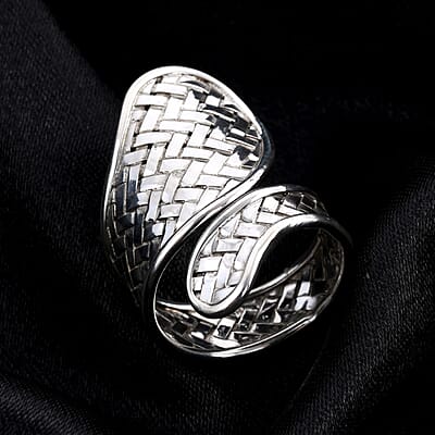 Bali Legacy Sterling Silver Woven Bypass Ring (Size 10.0) 5.69 Grams