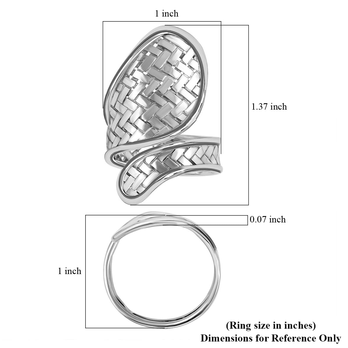 Bali Legacy Sterling Silver Woven Bypass Ring (Size 10.0) 5.69 Grams image number 5