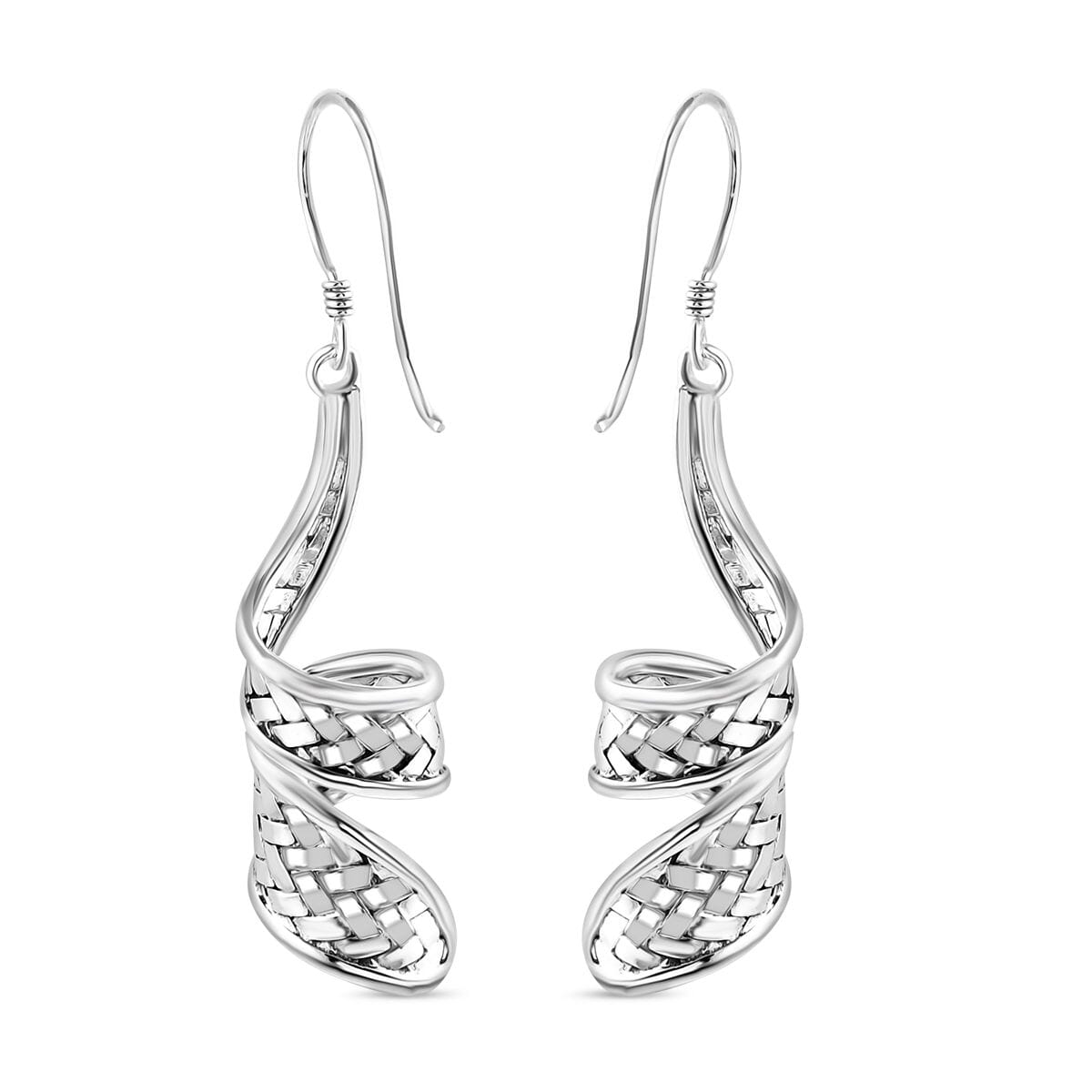 Bali Legacy Sterling Silver Woven Earrings 8.68 Grams image number 3