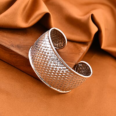 Bali Legacy Woven Cuff Bracelet in Sterling Silver (7.25 In) 33.95 Grams