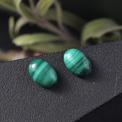 African Malachite Set of 2 (Ovl 6x4 mm) 1.31 ctw Loose Gemstone
