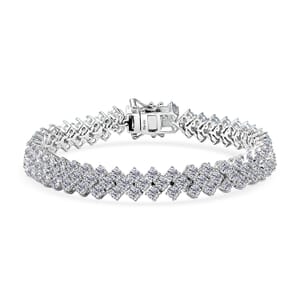 D'Joy Moissanite 9.70 ctw Starlace Bracelet in Rhodium Over Sterling Silv (6.50 In)