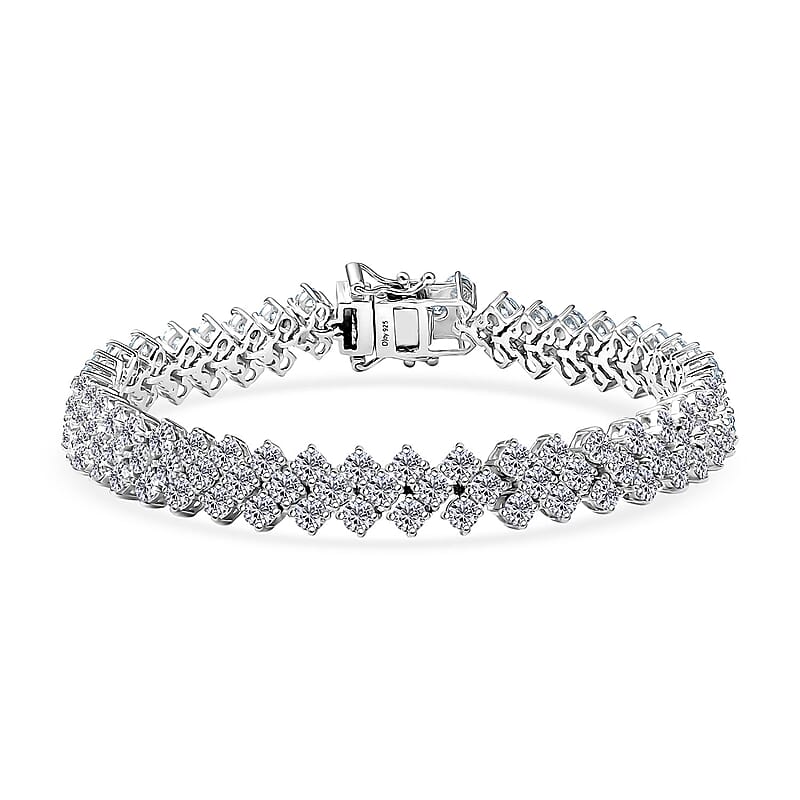 D'Joy Moissanite 9.70 ctw Starlace Bracelet in Rhodium Over Sterling Silv (6.50 In)