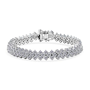 D'Joy Moissanite 10.80 ctw Starlace Bracelet in Rhodium Over Sterling Silv (7.25 In)