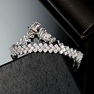 D'Joy Moissanite 10.80 ctw Starlace Bracelet in Rhodium Over Sterling Silv (7.25 In)