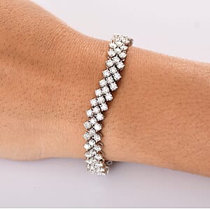 D'Joy Moissanite 10.80 ctw Starlace Bracelet in Rhodium Over Sterling Silv (7.25 In)