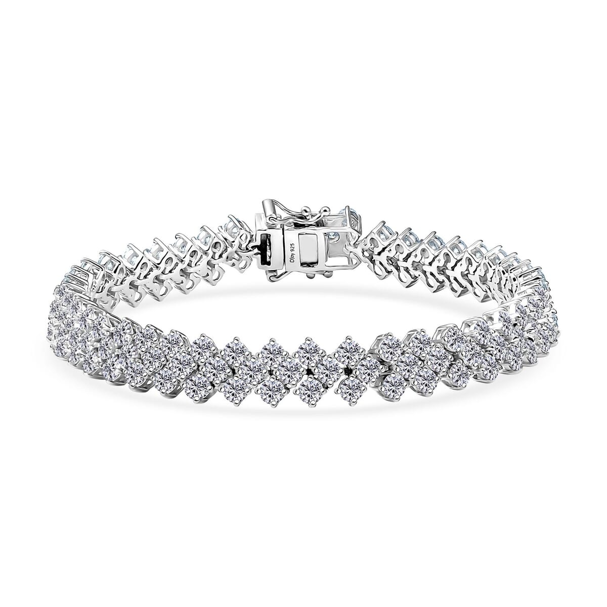 D'Joy Moissanite 12.90 ctw Starlace Bracelet in Rhodium Over Sterling Silv (8.00 In) image number 0
