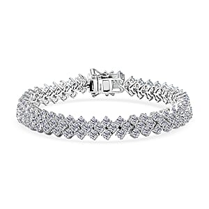 D'Joy Moissanite 12.90 ctw Starlace Bracelet in Rhodium Over Sterling Silv (8.00 In)