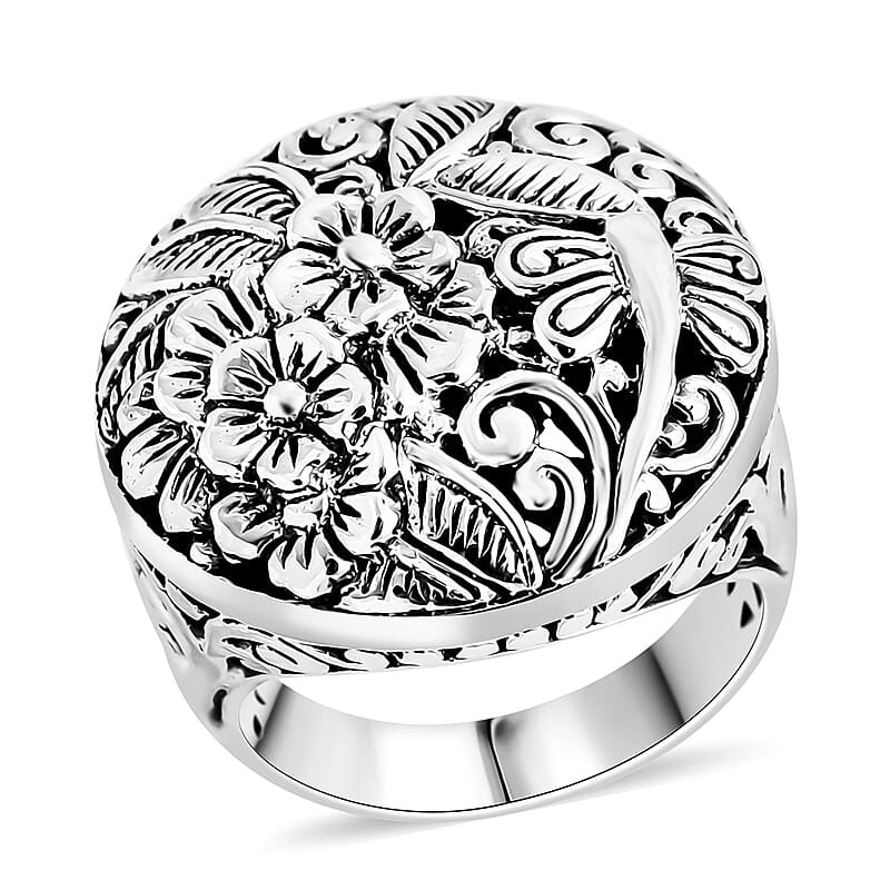 Bali Legacy Sterling Silver Floral Ring (Size 10.0) 9.88 Grams
