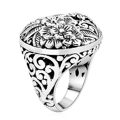 Bali Legacy Sterling Silver Floral Ring (Size 10.0) 9.88 Grams