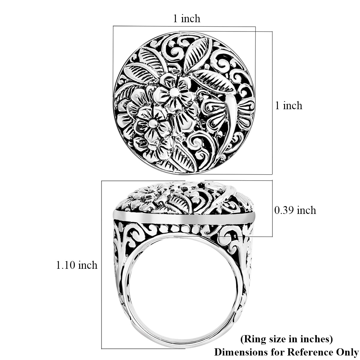 Bali Legacy Sterling Silver Floral Ring (Size 10.0) (9.88 g) image number 5