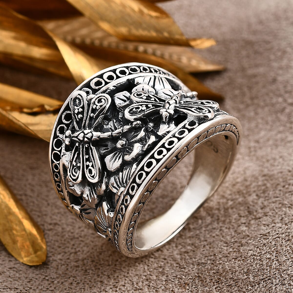 Bali Legacy Sterling Silver Dragonfly Ring (Size 10.0) 10.7 Grams image number 1