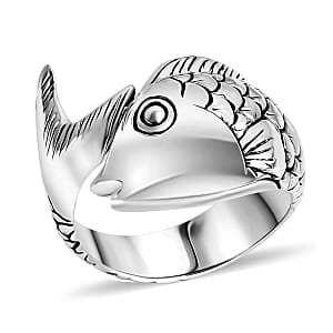 Bali Legacy Sterling Silver Koi Fish Ring (Size 8.0) 6.77 Grams