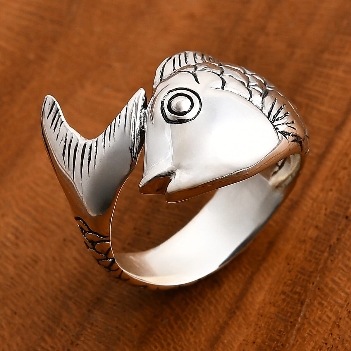 Bali Legacy Sterling Silver Koi Fish Ring (Size 8.0) 6.77 Grams image number 1