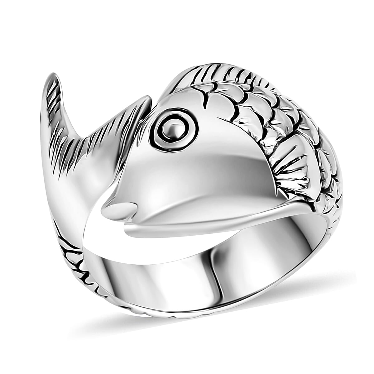 Bali Legacy Sterling Silver Koi Fish Ring (Size 9.0) 6.77 Grams image number 0