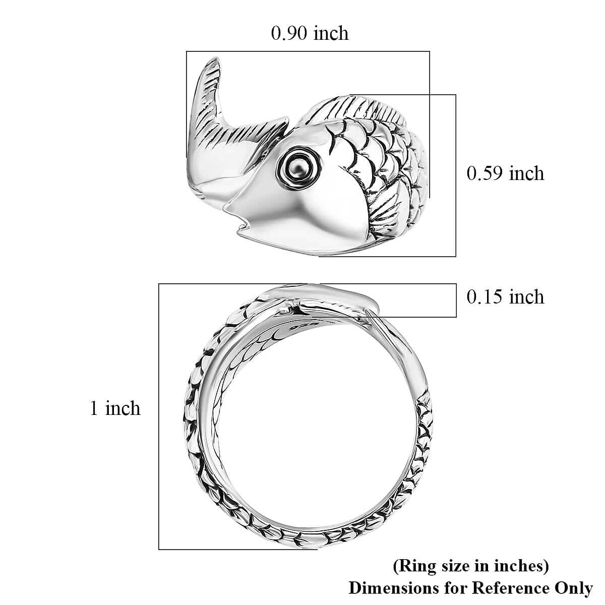 Bali Legacy Sterling Silver Koi Fish Ring (Size 9.0) 6.77 Grams image number 3