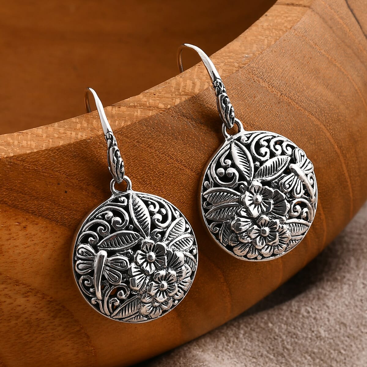Bali Legacy Sterling Silver Floral Earrings 11.65 Grams image number 1