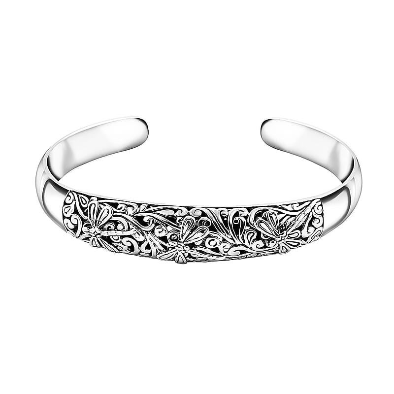 Bali Legacy Dragonfly Cuff Bracelet in Sterling Silver (7.25 In) 30.85 Grams