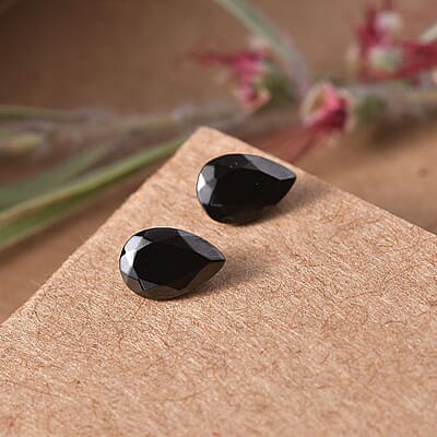 Silver Shungite Set of 2 (Pear 6x4 mm) 0.38 ctw Loose Gemstone