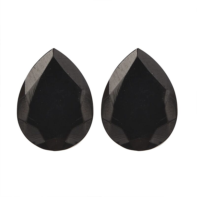 Silver Shungite Set of 2 (Pear 8x6 mm) 1.09 ctw Loose Gemstone