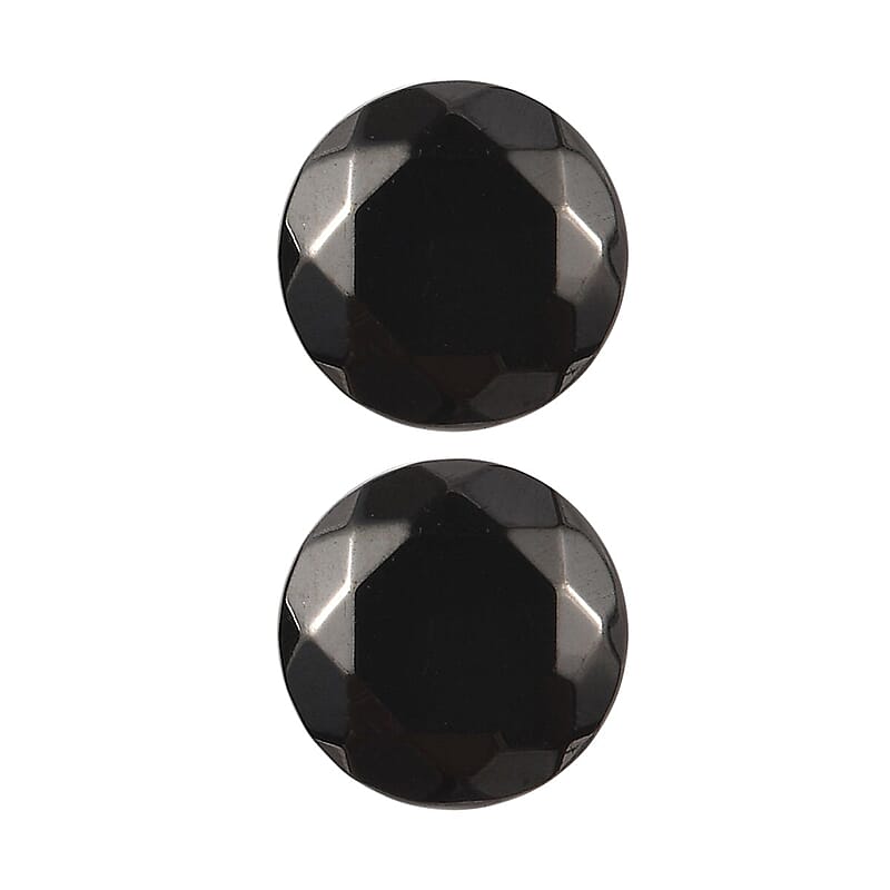 Silver Shungite Set of 2 (Rnd 5 mm) 0.45 ctw Loose Gemstone