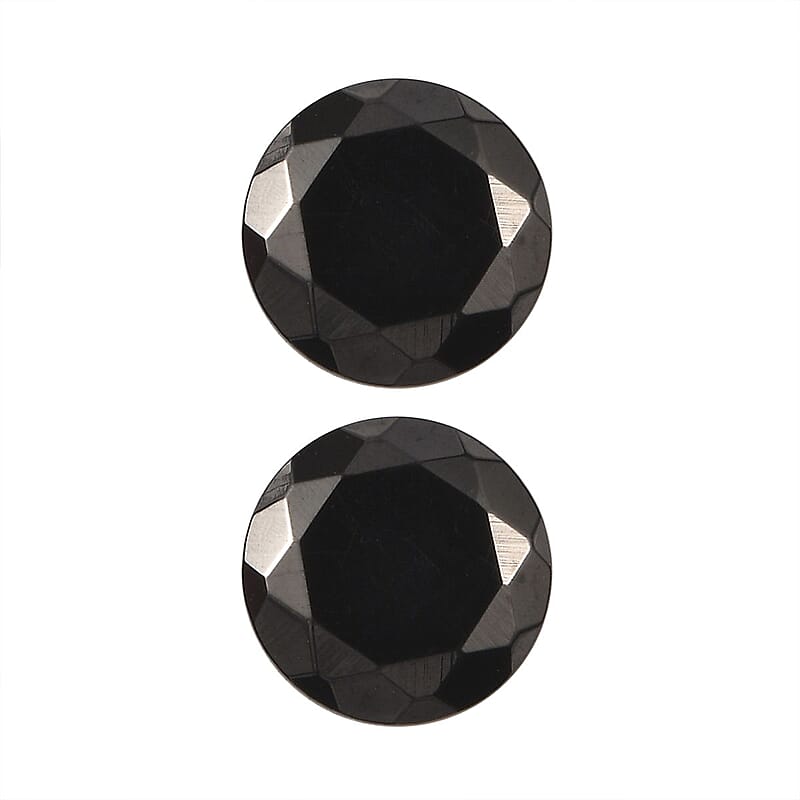 Silver Shungite Set of 2 (Rnd 7 mm) 1.53 ctw Loose Gemstone