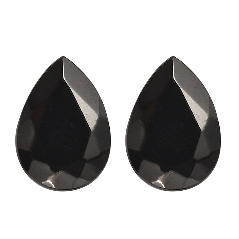 Silver Shungite Set of 2 (Pear 7x5 mm) 0.79 ctw Loose Gemstone