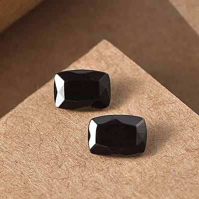Silver Shungite Set of 2 (Cush 7x5 mm) 0.88 ctw Loose Gemstone