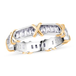 Karis Simulated Diamond XOXO Band Ring in 18K YG Plated and Platinum Bond (Size 10.0)