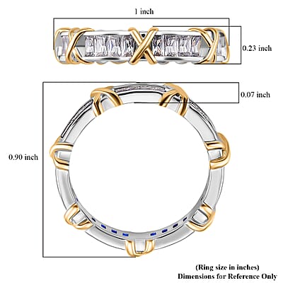 Karis Simulated Diamond XOXO Band Ring in 18K YG Plated and Platinum Bond (Size 10.0)