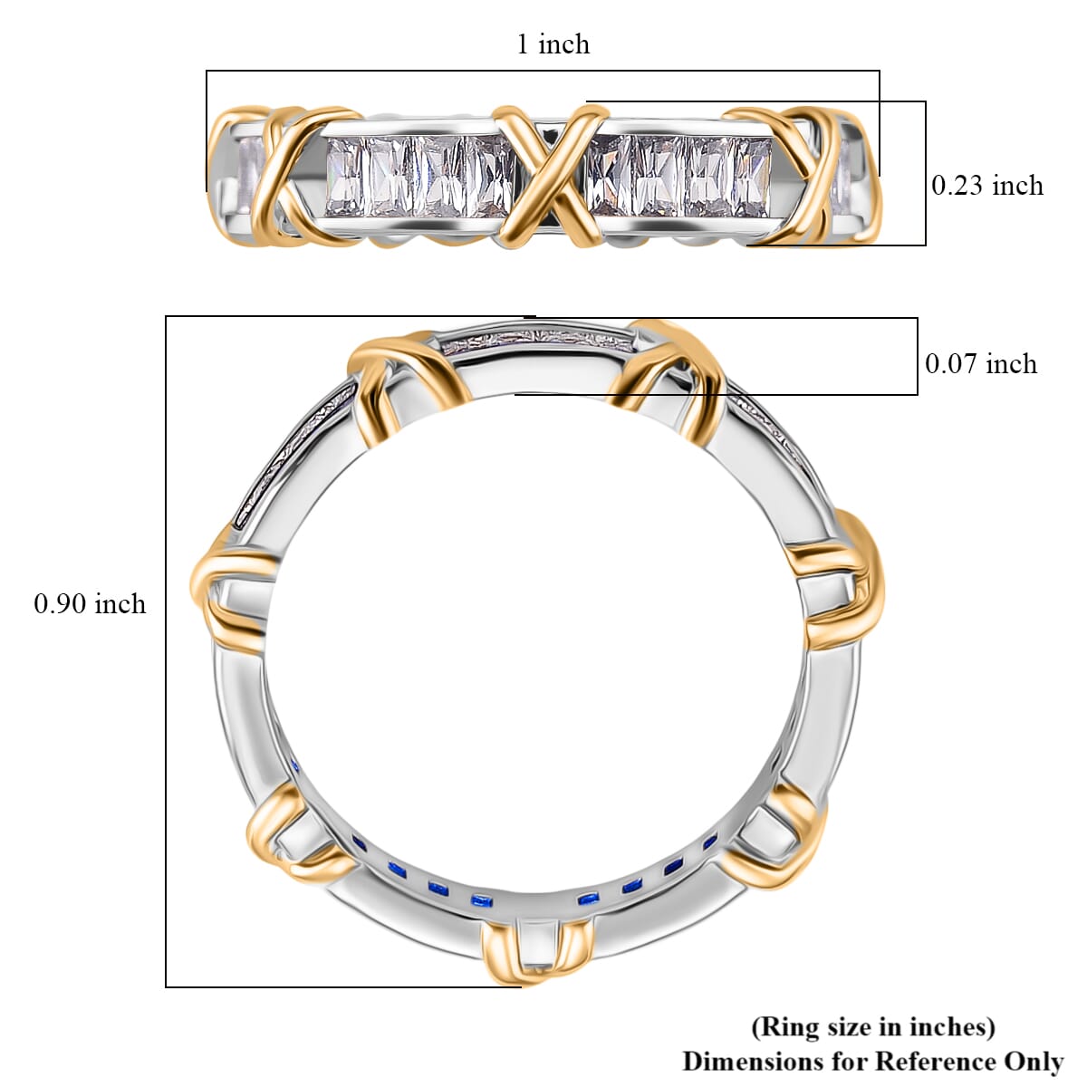Karis Simulated Diamond XOXO Band Ring in 18K YG Plated and Platinum Bond (Size 6.0) image number 4