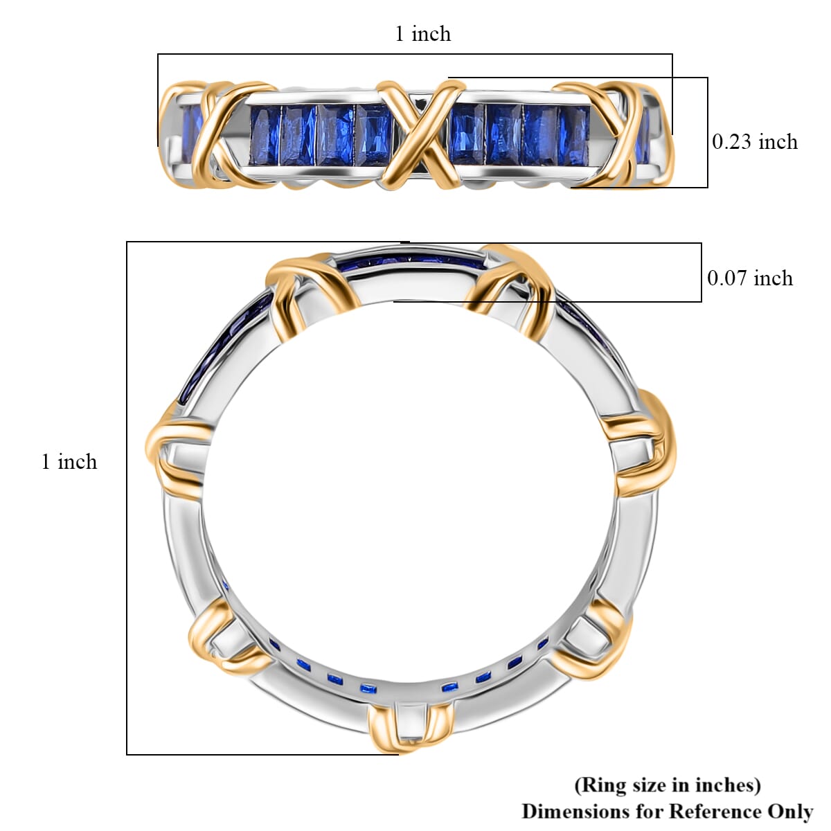 Karis Simulated Blue Diamond XOXO Band Ring in 18K YG Plated and Platinum Bond (Size 10.0) image number 4