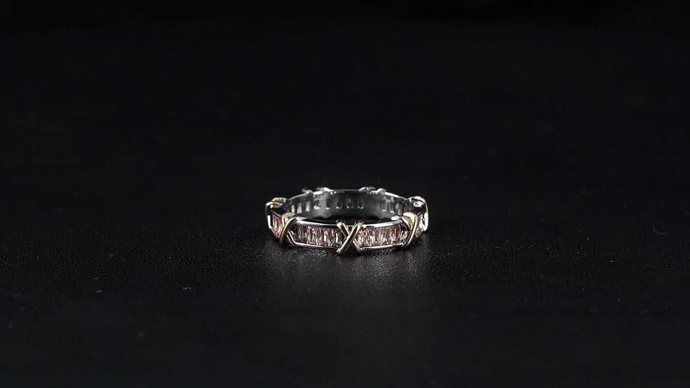 Karis Simulated Diamond Ring in 18K YG Plated and Platinum Bond