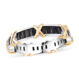 Karis Simulated Black Diamond XOXO Band Ring in 18K YG Plated and Platinum Bond (Size 7.0)