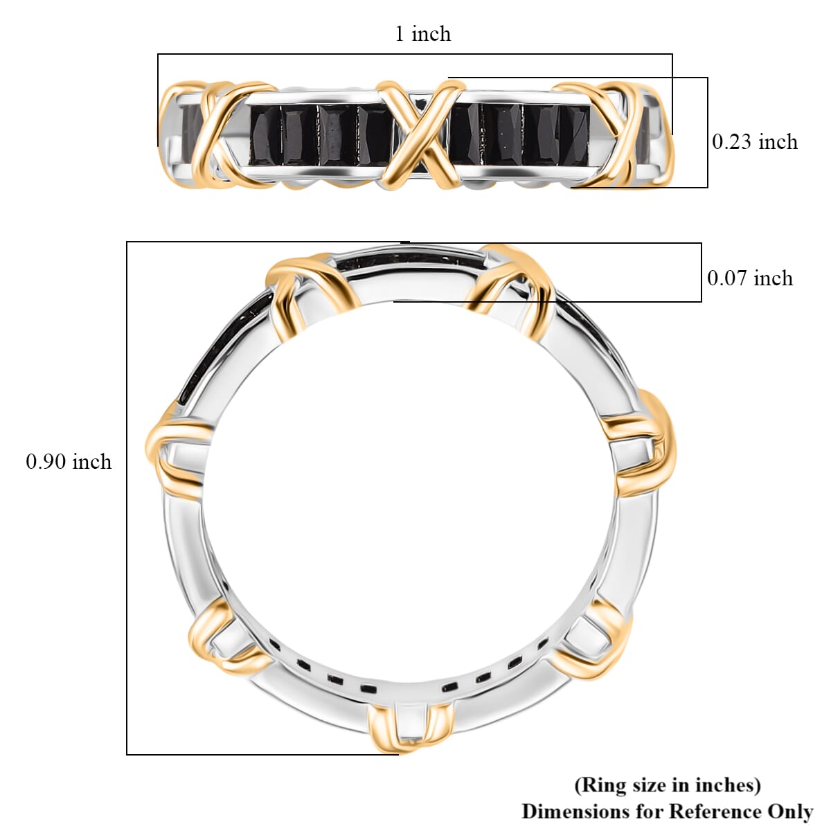 Karis Simulated Black Diamond XOXO Band Ring in 18K YG Plated and Platinum Bond (Size 7.0) image number 4