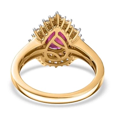 African Ruby, Multi Gemstone 3.26 ctw Ring in 18K Vermeil Yellow Gold Over Sterling Silver (Size 10.0)