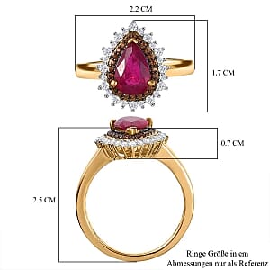 African Ruby, Multi Gemstone 3.26 ctw Ring in 18K Vermeil Yellow Gold Over Sterling Silver (Size 10.0)