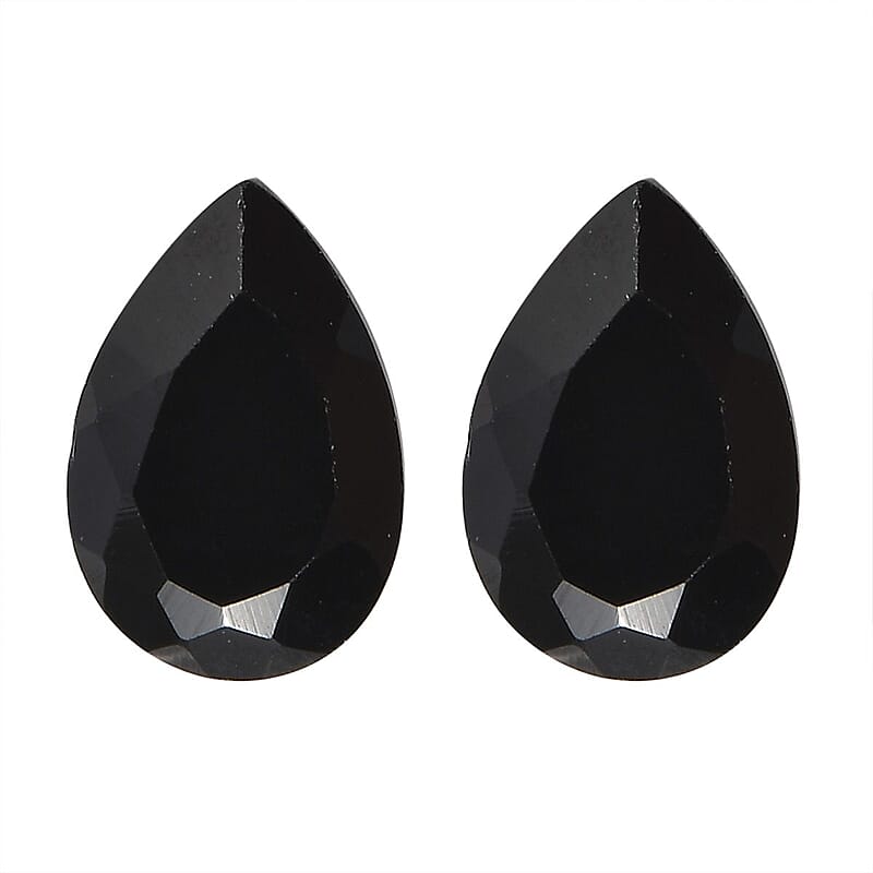 Set of 2 Thai Black Spinel (Pear 6x4 mm) 0.89 ctw Loose Gemstone