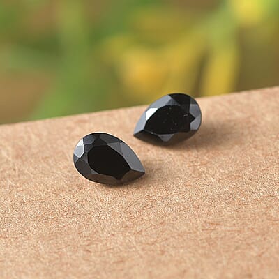Set of 2 Thai Black Spinel (Pear 6x4 mm) 0.89 ctw Loose Gemstone