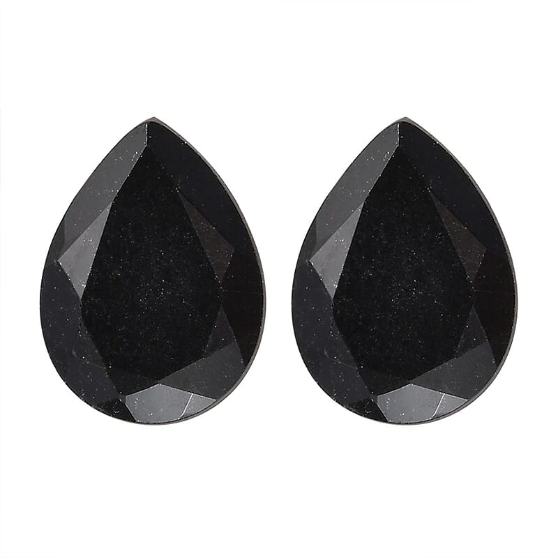 Set of 2 Australian Black Tourmaline (Pear 8x6 mm) 1.87 ctw Loose Gemstone