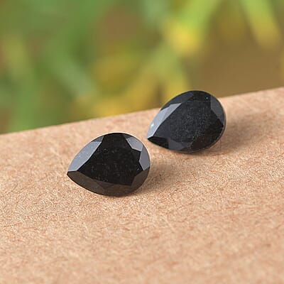 Set of 2 Australian Black Tourmaline (Pear 8x6 mm) 1.87 ctw Loose Gemstone