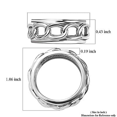 Curb Chain Mens Band Ring in Stainless Steel (Size 10.0)
