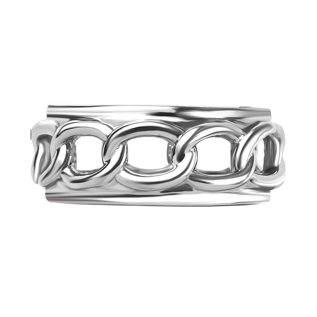 Curb Chain Mens Band Ring in Stainless Steel (Size 11.0) image number 5