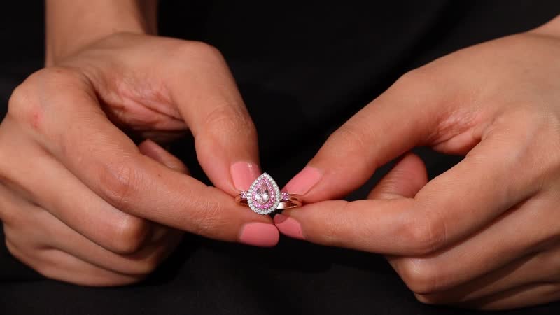 D'Joy Premium Pink Morganite, Multi Gemstone Ring in 18K Vermeil RG Over Sterling Silver (Size 10.0) 0.90 ctw